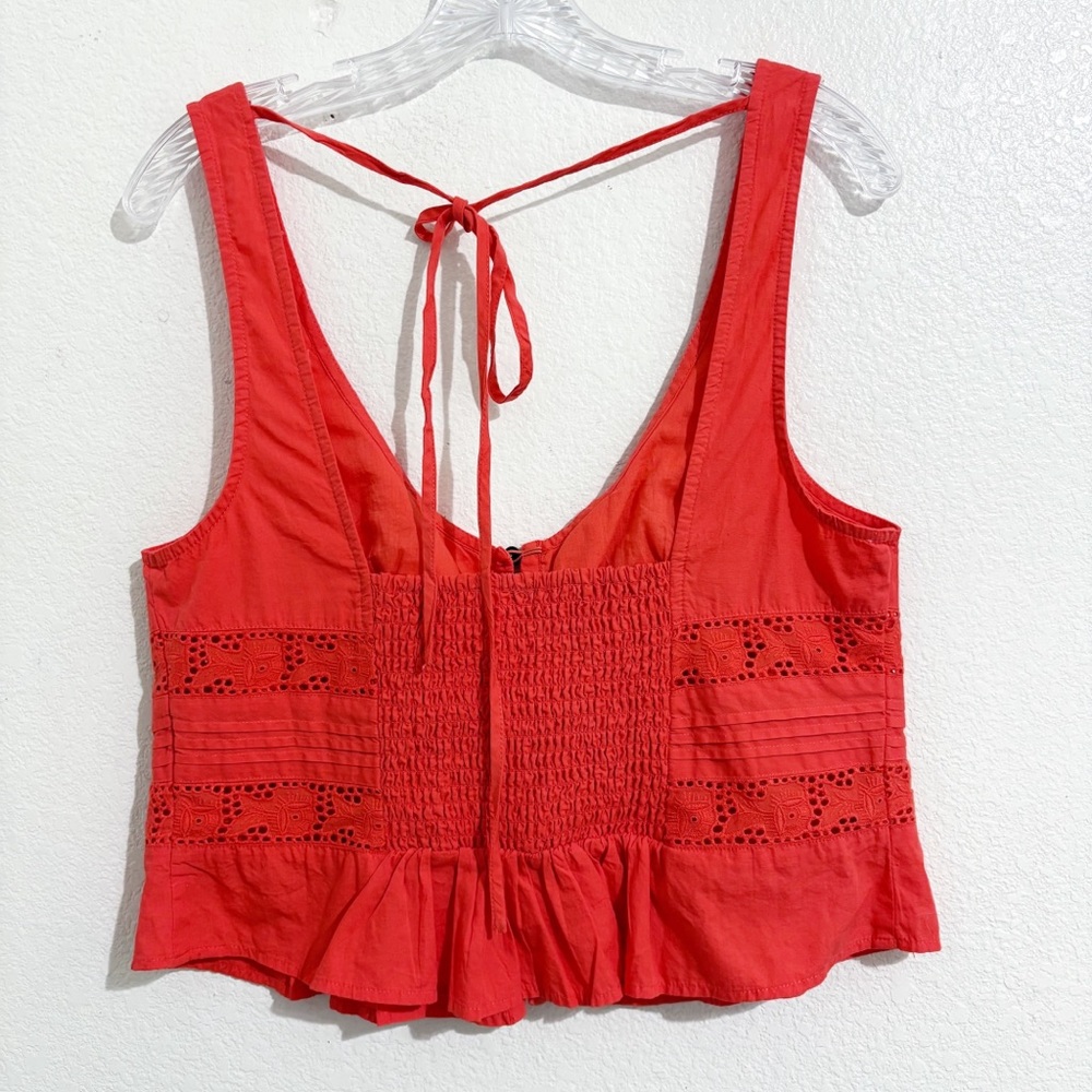 Free People Kianna Lace Button Front Tank in Radiant Watermelon - Picture 6 of 11